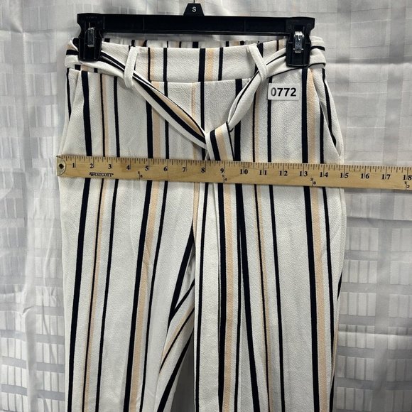 Shein Women Dress Pants Size S Color White Black Beige Stripe - Picture 4 of 15